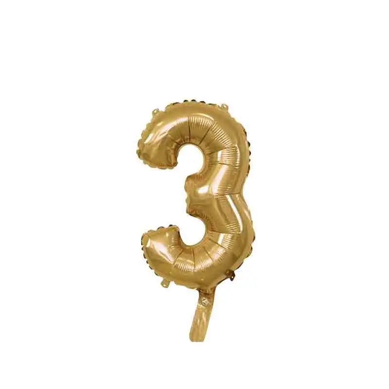 palloncino foil numero 3 oro Mini 14- 35 cm con valvola 996530-01