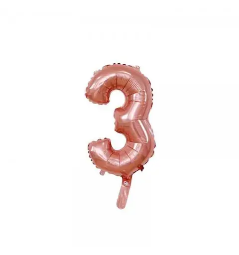 palloncino foil numero 3 rose gold Mini 14- 35 cm con valvola 996646-01