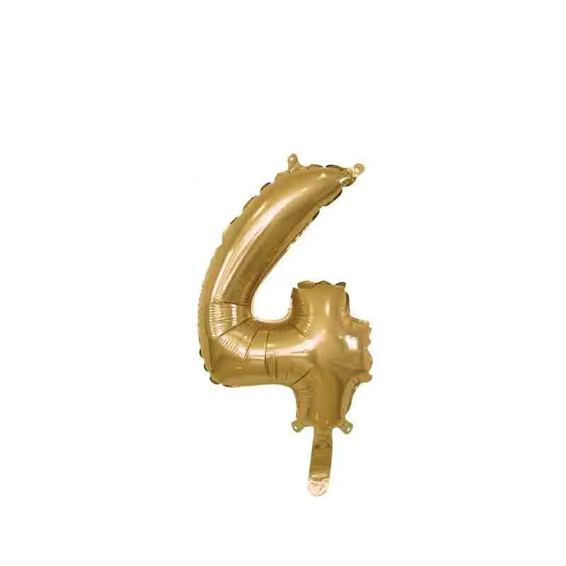 palloncino foil numero 4 oro Mini 14- 35 cm con valvola 996547-01