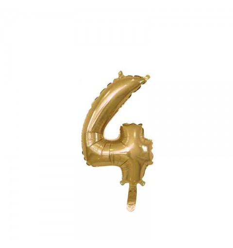 palloncino foil numero 4 oro Mini 14- 35 cm con valvola 996547-01