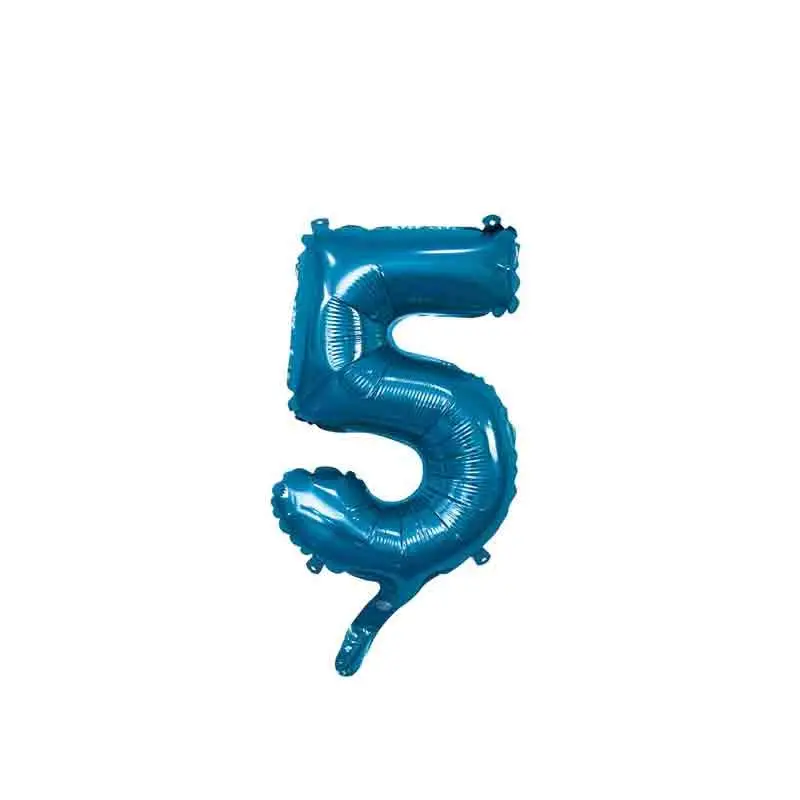 palloncino foil numero 5 blu Mini 14- 35 cm con valvola 996752-01