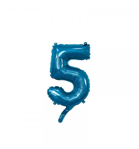 palloncino foil numero 5 blu Mini 14- 35 cm con valvola 996752-01