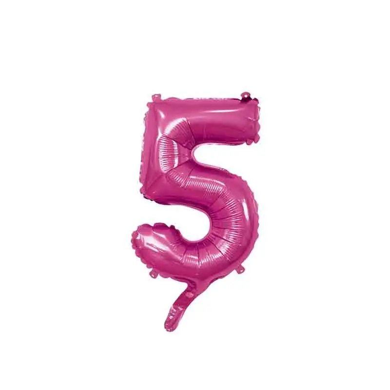palloncino foil numero 5 fucsia Mini 14- 35 cm con valvola 996851-01