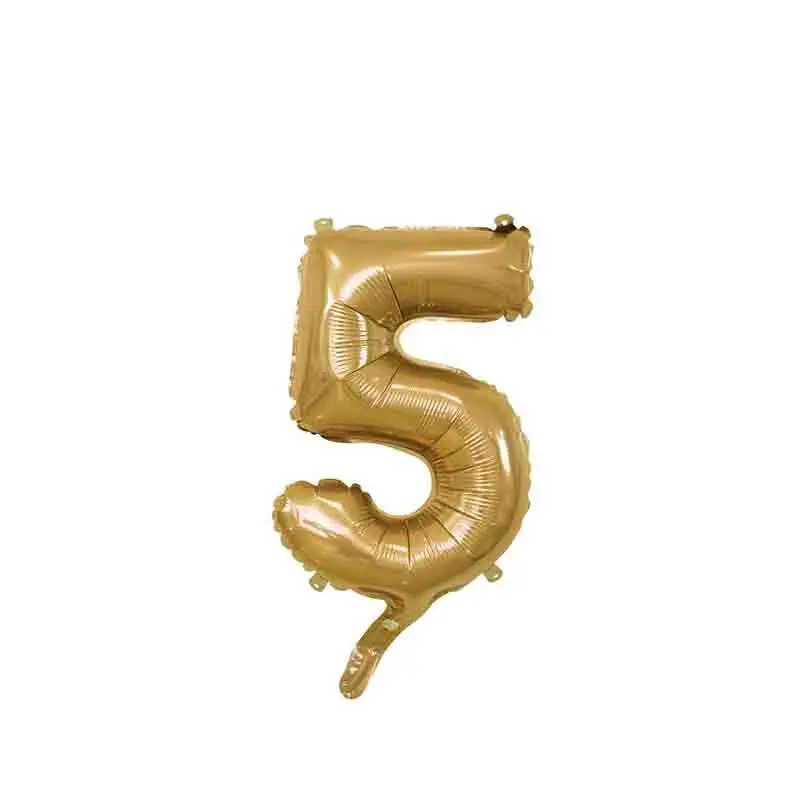 palloncino foil numero 5 oro Mini 14- 35 cm con valvola 996547-01