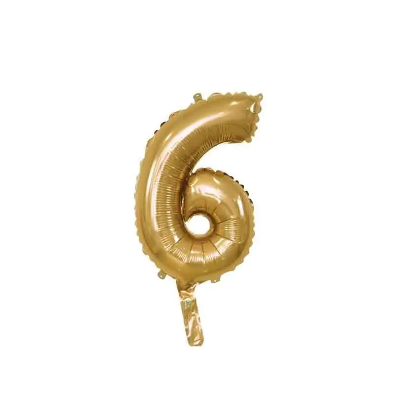 palloncino foil numero 6 oro Mini 14- 35 cm con valvola 996561-01
