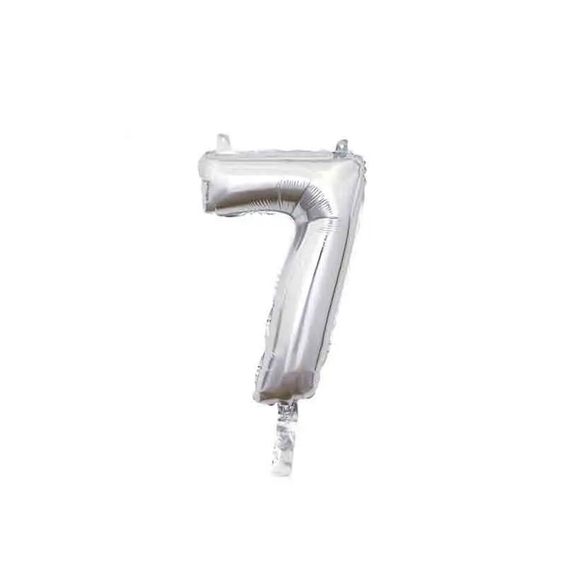 palloncino foil numero 7 argento Mini 14- 35 cm con valvola 996479-01