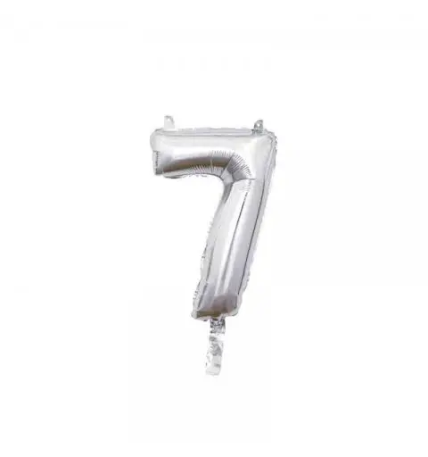 palloncino foil numero 7 argento Mini 14- 35 cm con valvola 996479-01