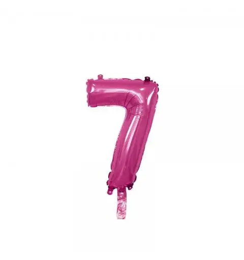 palloncino foil numero 7 fucsia Mini 14- 35 cm con valvola 996875-01