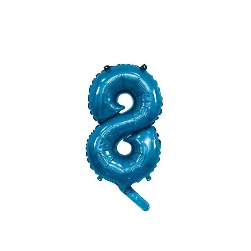 palloncino foil numero 8 blu Mini 14- 35 cm con valvola 996783-01