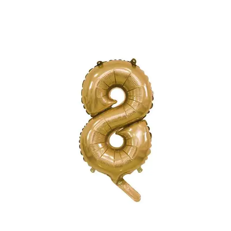 palloncino foil numero 8 oro Mini 14- 35 cm con valvola 996585-01