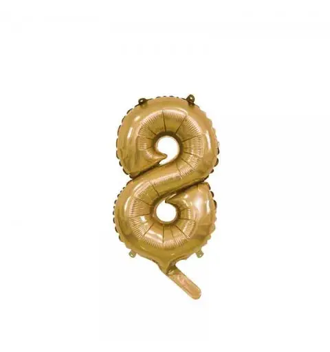 palloncino foil numero 8 oro Mini 14- 35 cm con valvola 996585-01