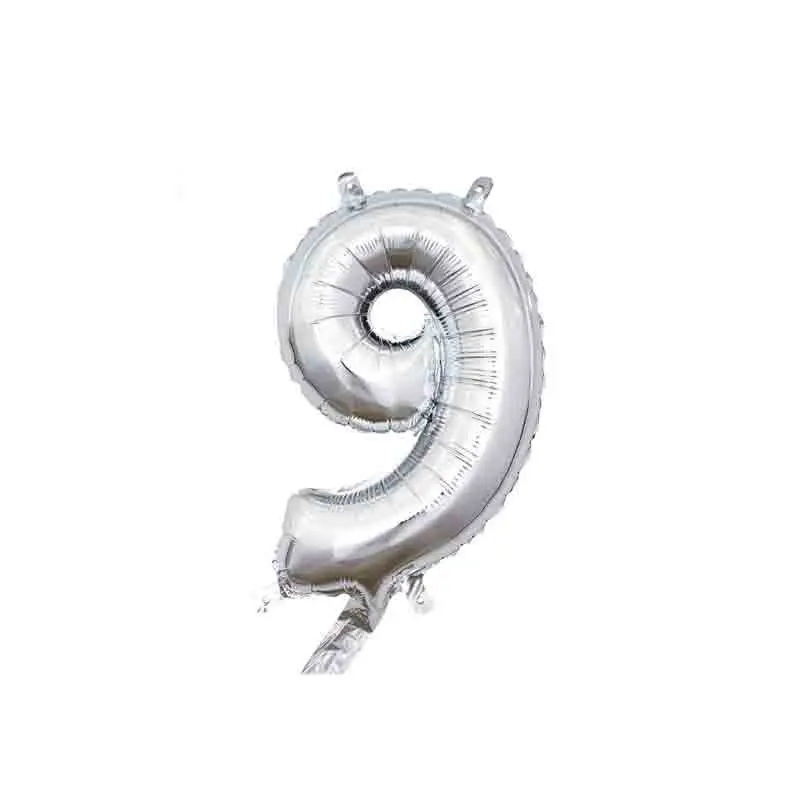 palloncino foil numero 9 argento Mini 14- 35 cm con valvola 996493-01