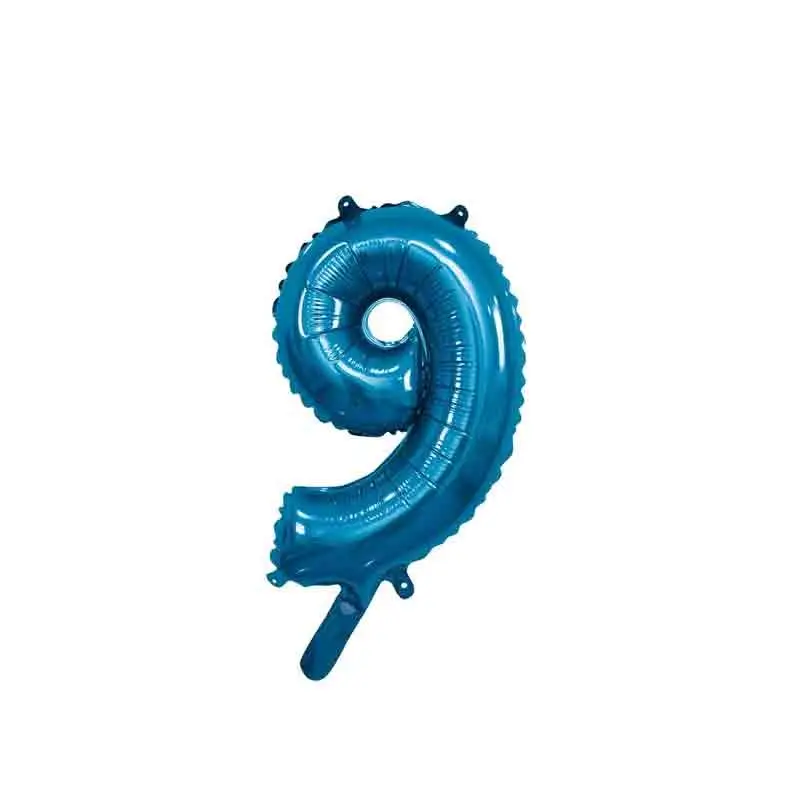 palloncino foil numero 9 blu Mini 14- 35 cm con valvola 996790-01
