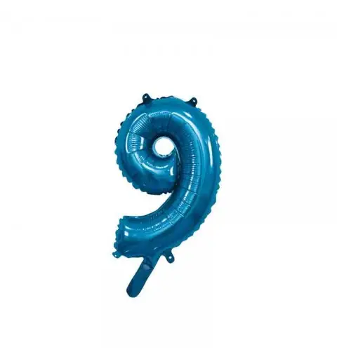 palloncino foil numero 9 blu Mini 14- 35 cm con valvola 996790-01