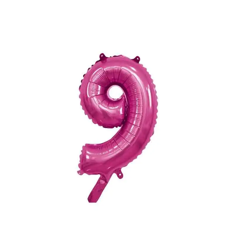 palloncino foil numero 9 fucsia Mini 14- 35 cm con valvola 996899-01