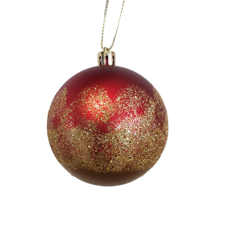 pallina natalizia rosso opaco e oro glitterato dia. 8 cm 029309