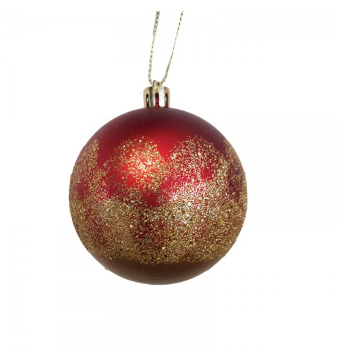 pallina natalizia rosso opaco e oro glitterato dia. 8 cm 029309