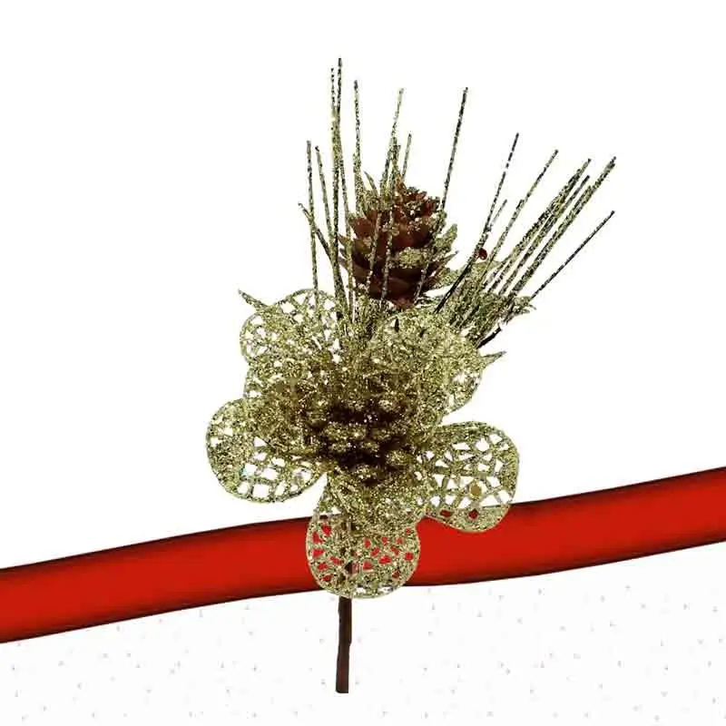 fiore natalizio oro 19 cm 65835
