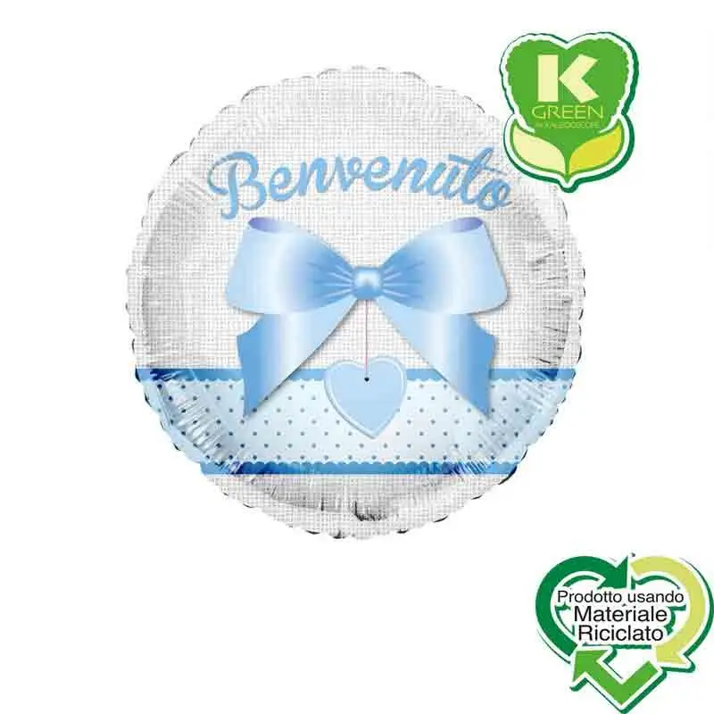 Pallone foil Benvenuto Celeste Tondo K-Green 18  43 cm 6742686-01