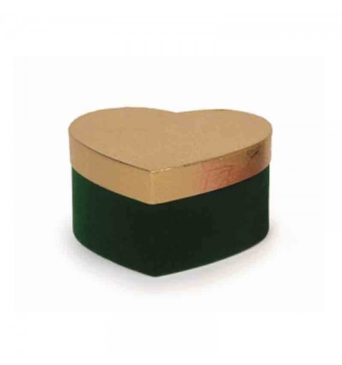 mini box cuore verde - oro 12,5 x 12,5 x 6,5 cm 22800