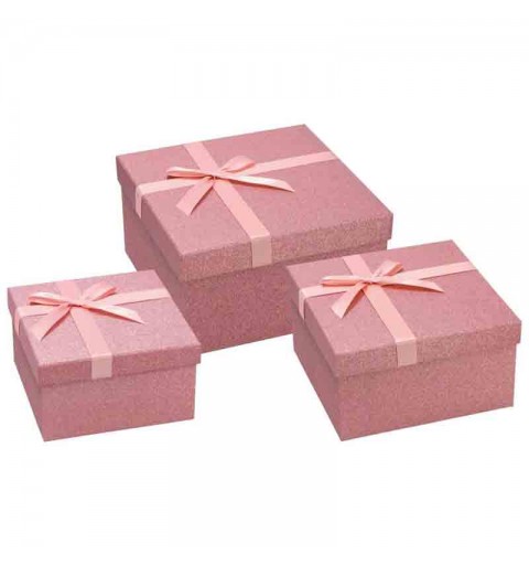 set 3 scatole quadrate rosa 72768