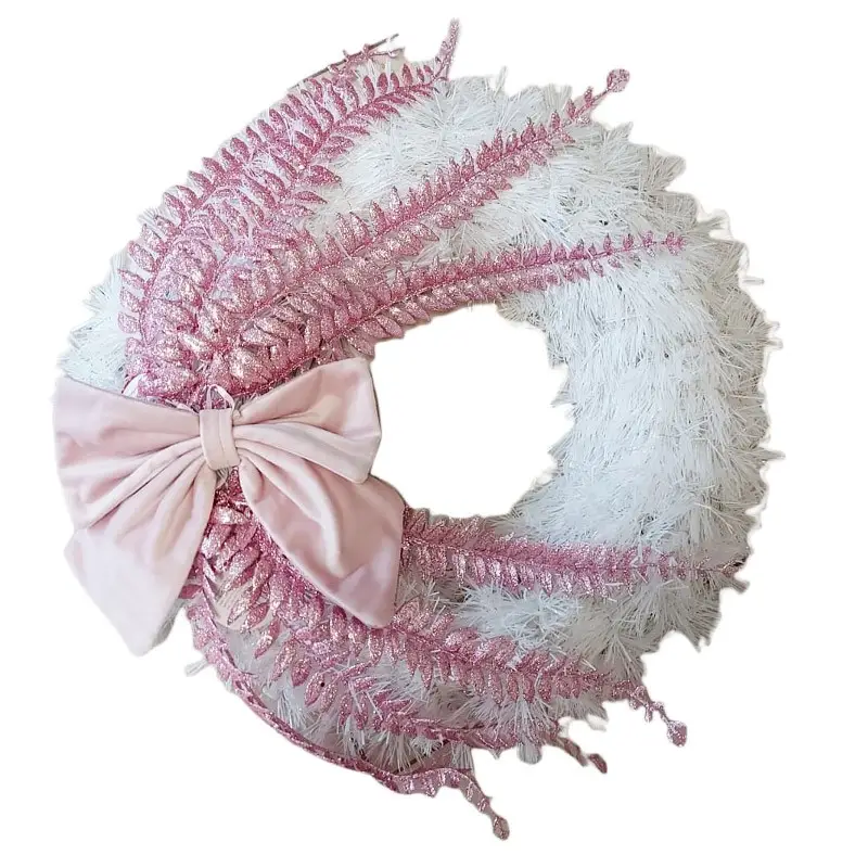 GHIRLANDA BIANCA CON FIOCCO ROSA