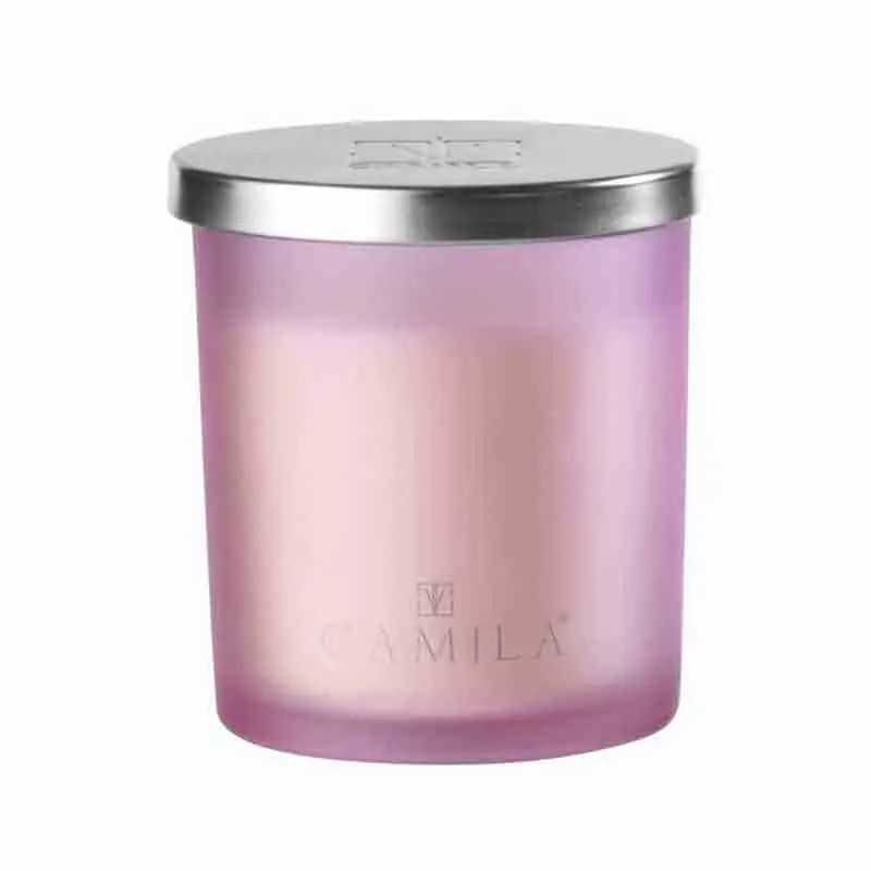CANDELA PROFUMATA CAMILA  IN VASETTO DI VETRO 140G ROSA RISO E CILIEGIA CML24/809
