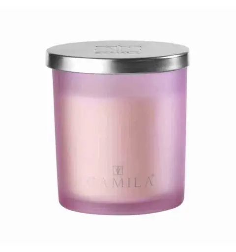CANDELA PROFUMATA CAMILA  IN VASETTO DI VETRO 140G ROSA RISO E CILIEGIA CML24/809