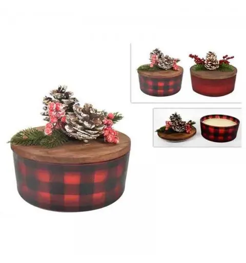 Candela profumata 300 g in vetro con coperchio 2 mod. ass. 14 x 15 cm 038858