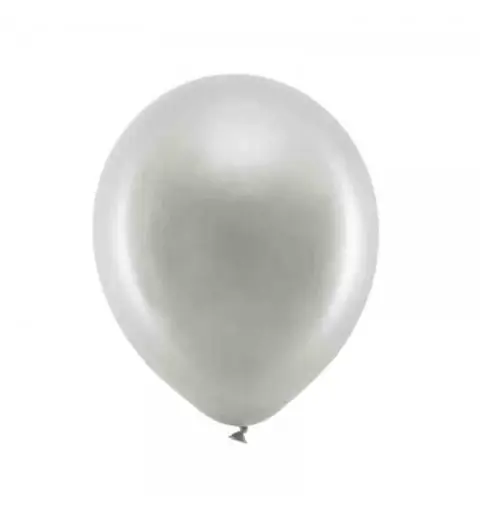 10 Palloncini Arcobaleno 23 cm metallizzati argento RB23M-018-10