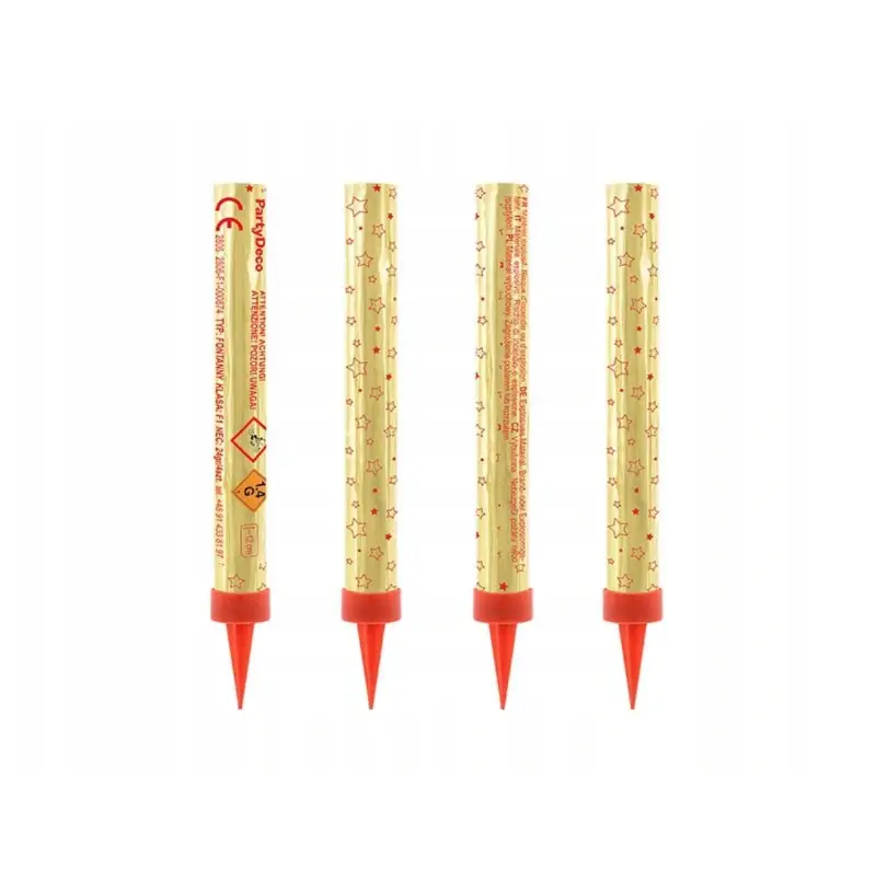 12 candele fontana per dolci oro con motivo a stelle rosse 12 cm  FT1-12-12