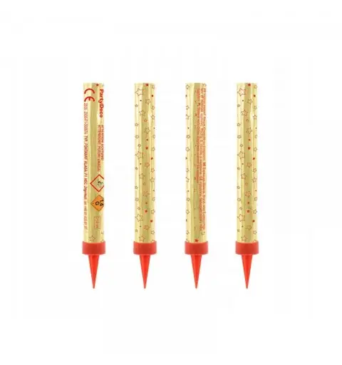 12 candele fontana per dolci oro con motivo a stelle rosse 12 cm  FT1-12-12