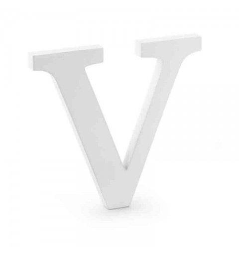 Lettera V in legno di colore bianco 21x20cm cm DL1-V-008