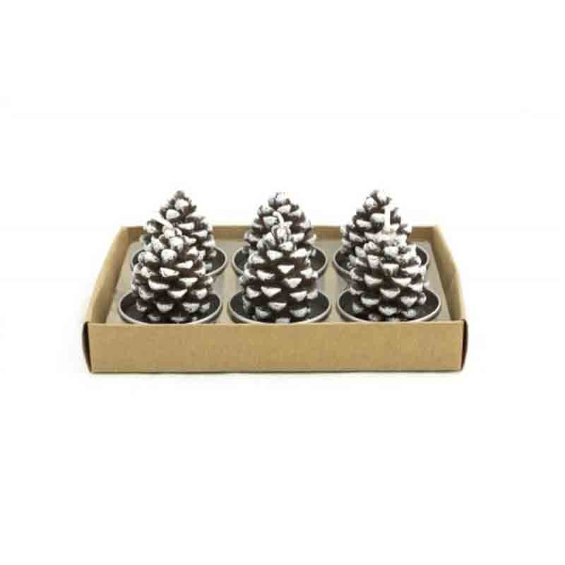 6 candele T-Light Pigna Innevata 00654