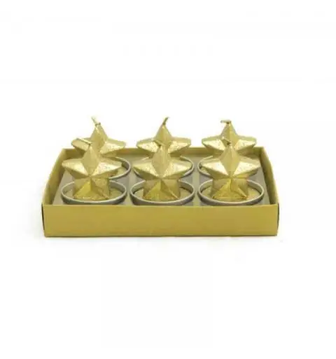 6 candele T-Light stelle oro 00646