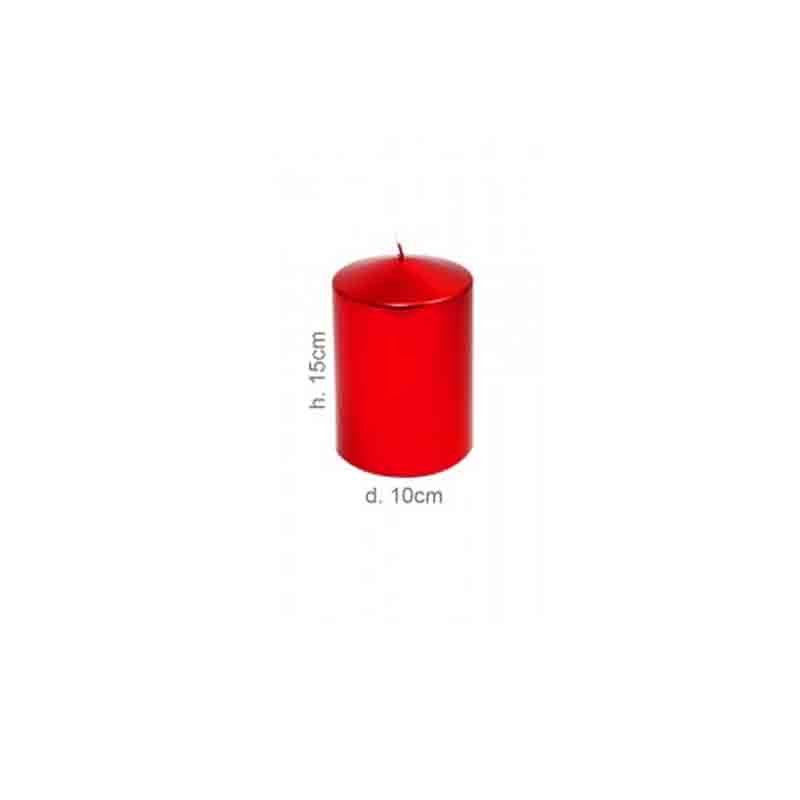 Candela Pillar d.10 x h.15cm Rosso Metal 3814