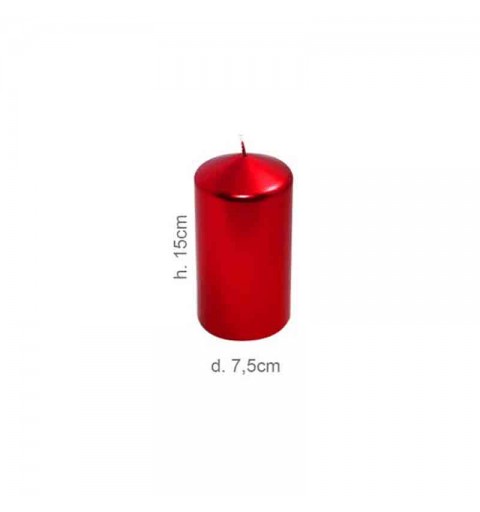 Candela Pillar d.7,5 x h.7,5 cm Rosso Metal 4675