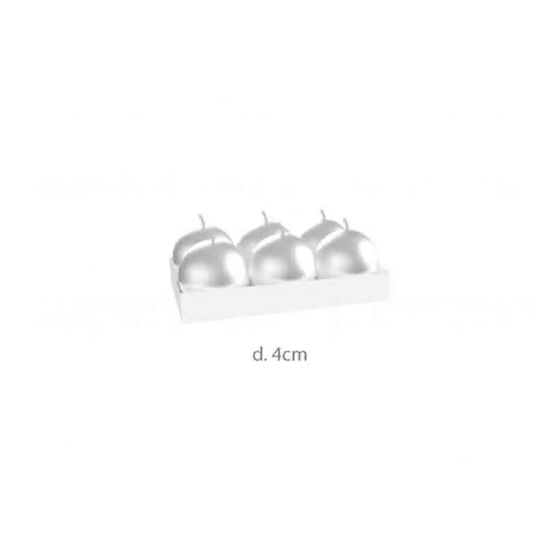 6 Candele Sfera 4 cm bianco perla 71179