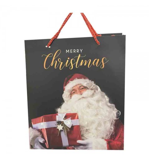 Busta regalo natalizie 23 x 18 x 9 cm Merry Christmas babbo natale 00889