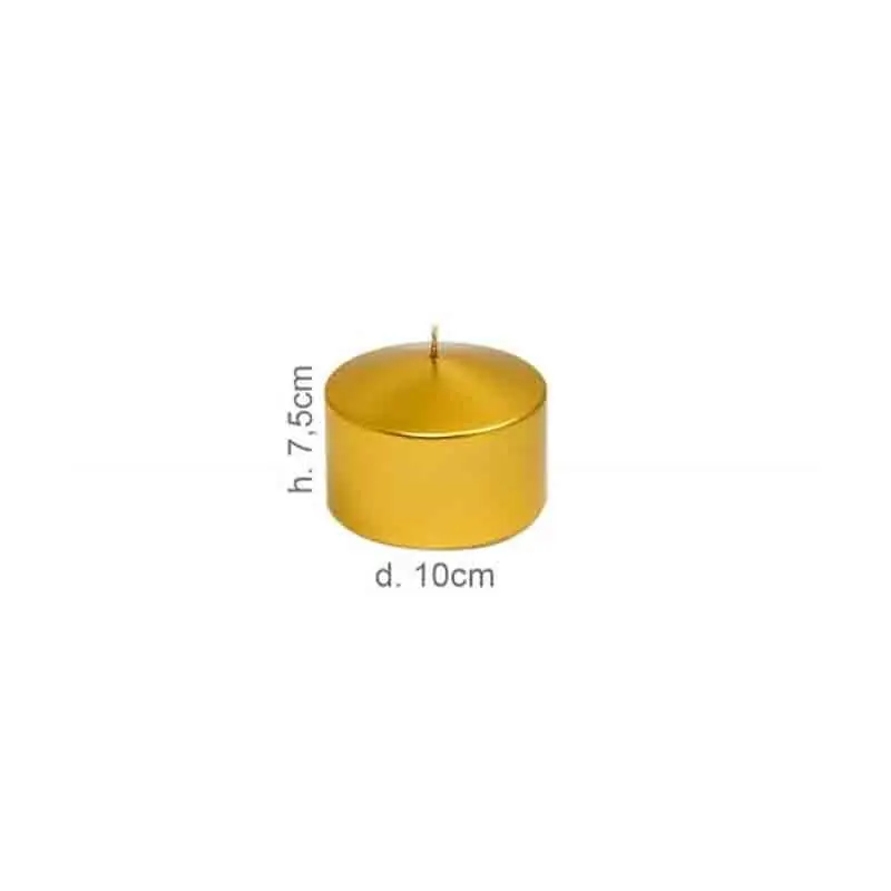 Candela Pillar 10 x h. 7,5cm Oro Metallizzato 3708