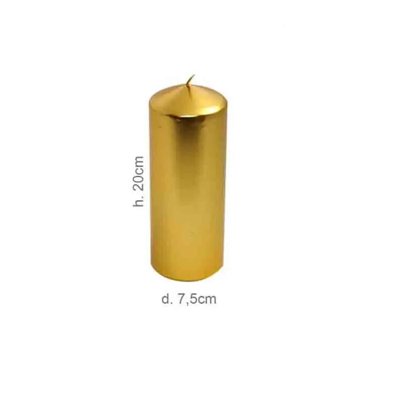 Candela Pillar d.7,5 x h.20 cm oro metal 4835