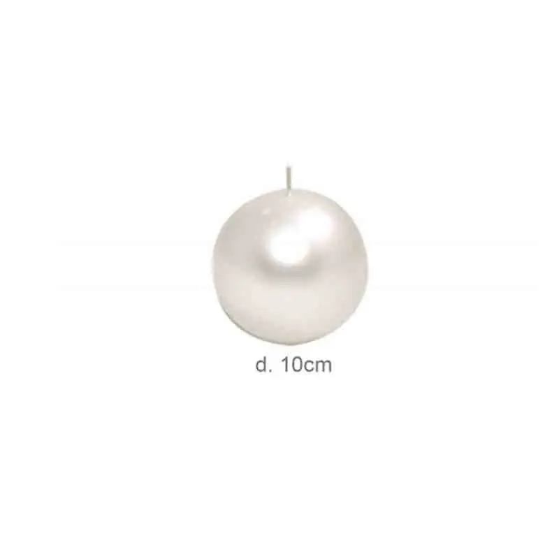 Candela sfera bianco perla 10 cm 4026