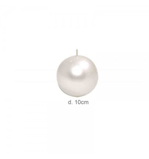 Candela sfera bianco perla 10 cm 4026