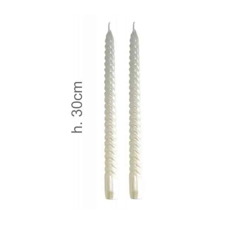 set 2 Candela Torciglioni  30cm Bianco Perla 5085