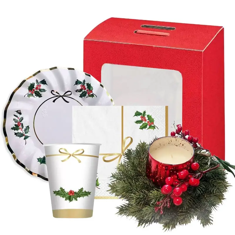 SET TAVOLA CHRISTMAS CHIC CON BOX ROSSA