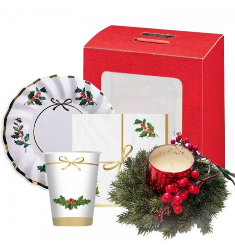 SET TAVOLA CHRISTMAS CHIC CON BOX ROSSA