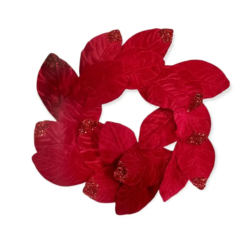 ghirlanda foglie stella di natale rossa 33 cm 306168139