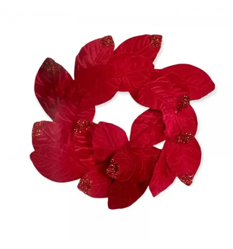 ghirlanda foglie stella di natale rossa 33 cm 306168139