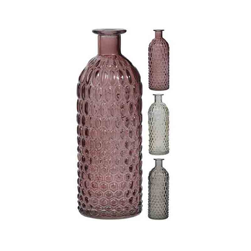 vaso bottiglia in vetro 20 cm 3 colori ass. 184581