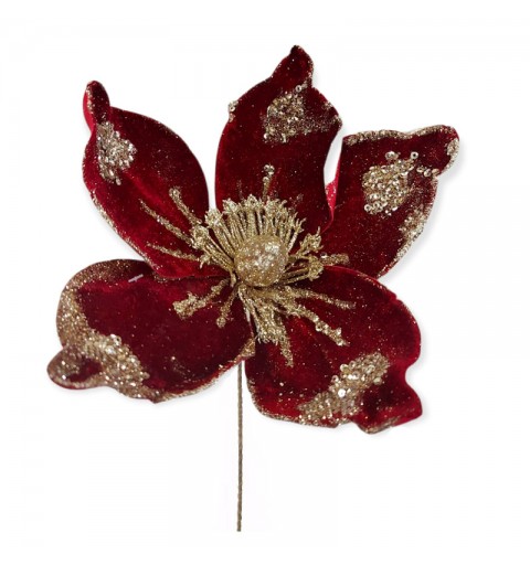 Pick magnolia burgundy con glitter H 15 x 17 cm 2650050-22